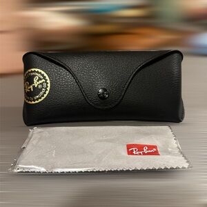 Ray-Ban Black Sunglasses Case with Gray Cleaning Cloth